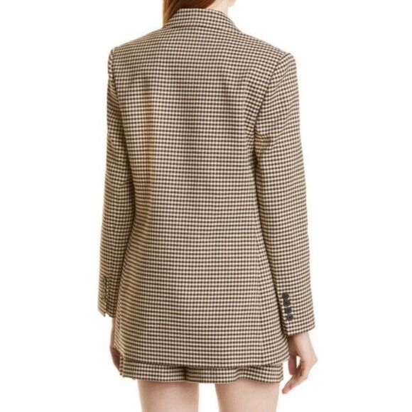 Rebecca Taylor Plaid Check Double-Breasted Blazer Linen Blend Lined in Expresso - Picture 3 of 16